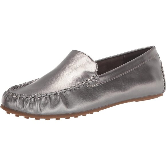 Aerosoles Womens Gunmetal Combo Closed Rounded Toe Over Drive Flats Loafer - Picture 1 of 7